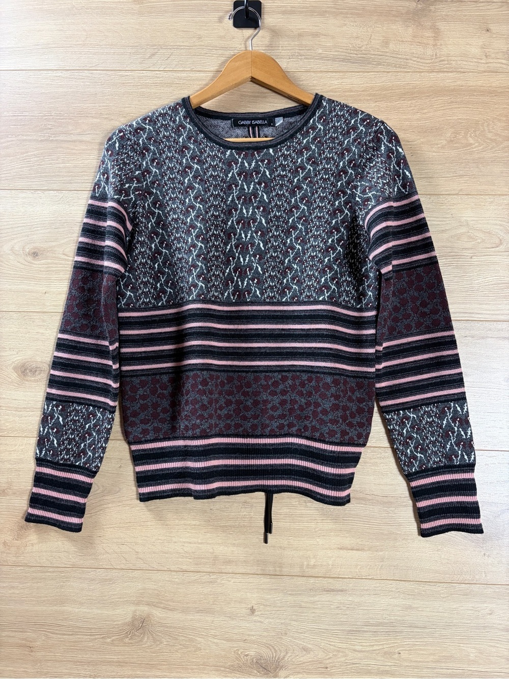 Gabby Isabella Women’s Patterned Elbow Patch Sweater S Vintage Inspired